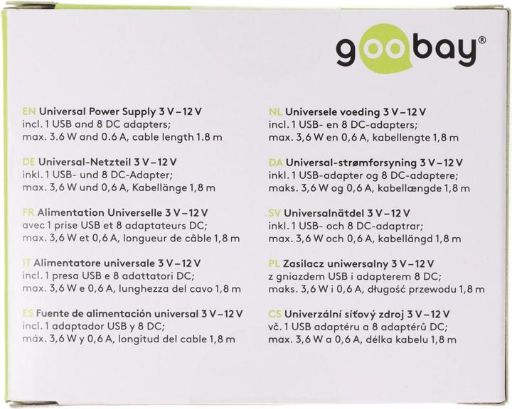 Produktbild Goobay 3 V - 12 V Universal-Netzteil