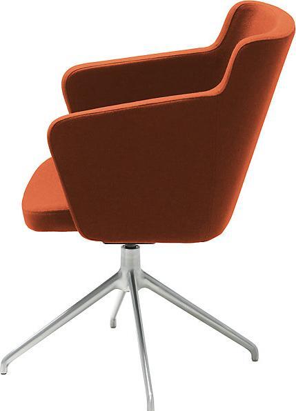 Actual product image Topstar SFH meeting room armchair, 3D seat joint and aluminium five star base, orange.