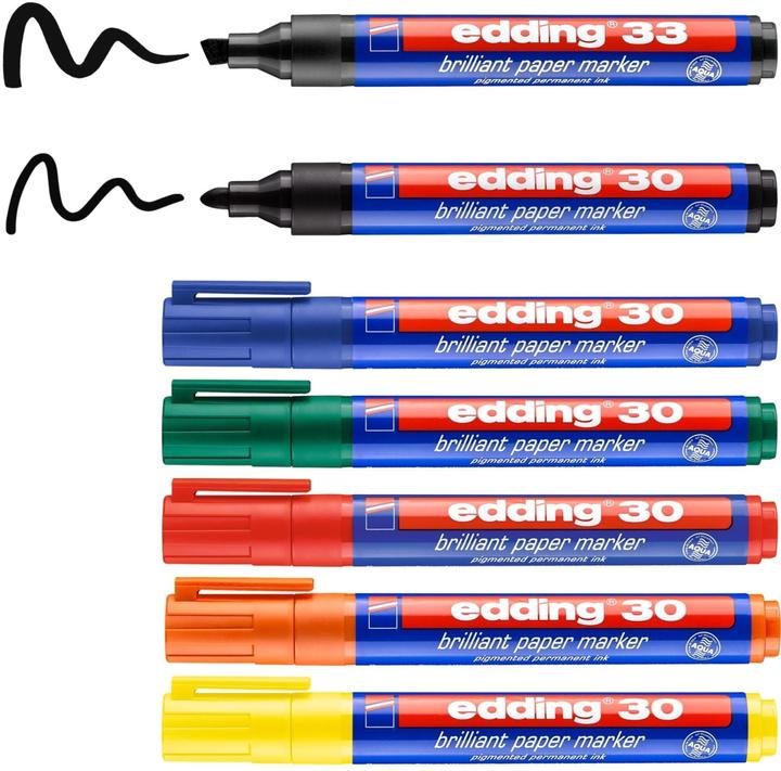 Immagine prodotto Edding Pennarello per lavagna a fogli mobili (Verde, Rosso, Giallo, Nero, Arancia, Blu, 3 mm, 7 x)
