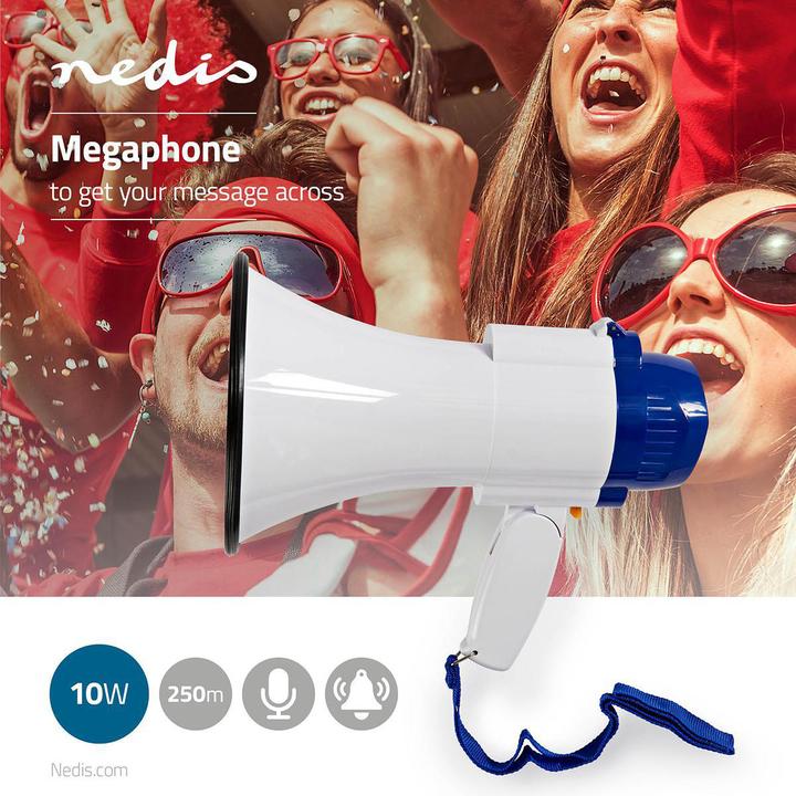 Immagine prodotto Nedis Megafono | Portata massima: 250 m | Controllo volume massimo: 115 dB | Microfono incorporato (Megafono)