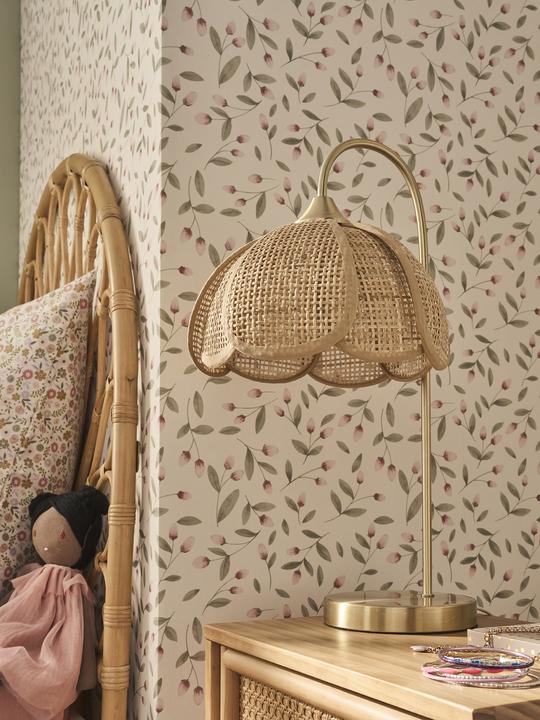 Image du produit Vertbaudet Kinderzimmer Nachttischlampe aus Rattan mit Messingfuss (G4)