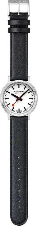 Produktbild Mondaine MST.4101B.LBV Stop2go Horloge - Stationsklok - Saffierglas - Staal/Kunstleer - Zilver/Zwart - 41 mm (41 mm)