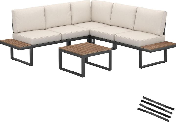 tectake Garten-Lounge-Set Eliar, 4-teilig, mit Aluminiumgestell