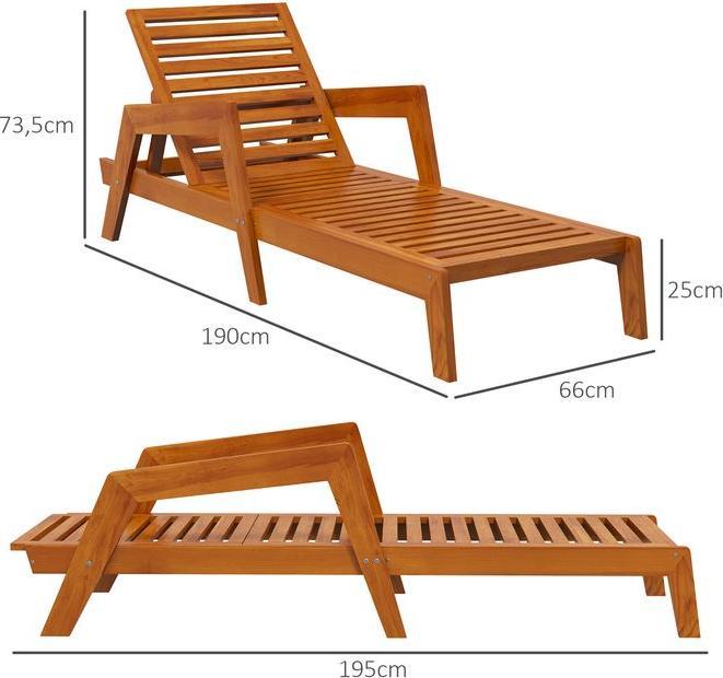 Produktbild Swisshandel24 Sonnenliege, Gartenliege aus Holz, Wetterfest Relaxliege bis 120 belastbar, Orange, 66x190x73,5cm (66 cm)