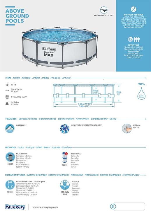 Image du produit Bestway Steel Pro Max (Ø 366 x 76 cm)
