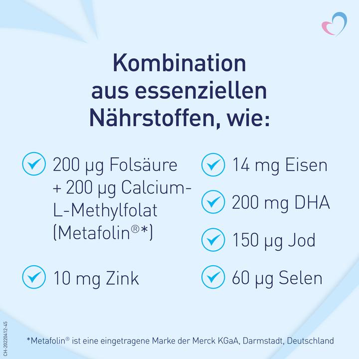 Produktbild Elevit Provital Complex + DHA (60 Stück, Kapseln, 118 g)