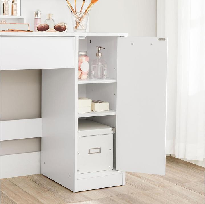 Actual product image Vasagle White rectangular dressing table, white side frame, 80.0 cm 132.0 cm