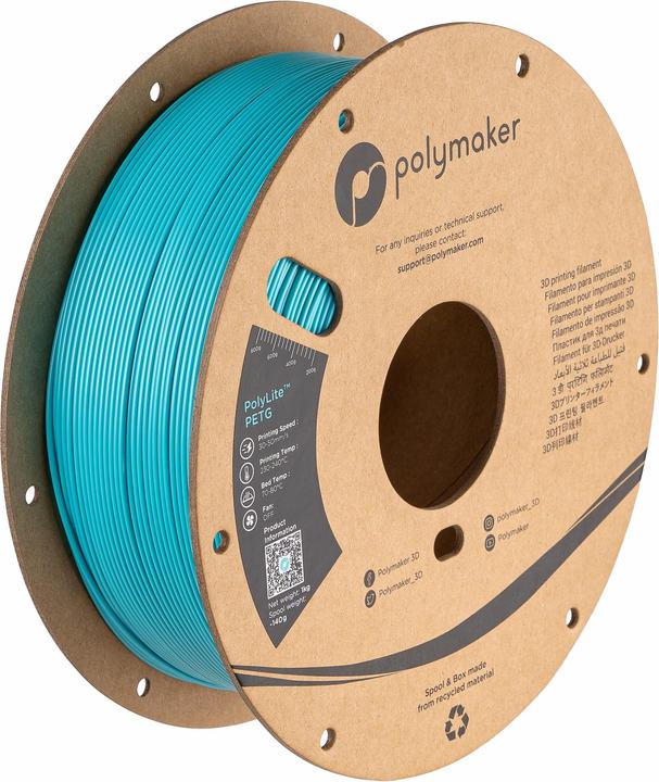 Productafbeelding Polymaker PolyLite PETG V2 - Teal - 1.75 mm (PETG, 1.75 mm, 1000 g, Turkoois)