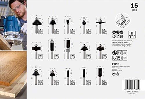 Produktbild Bosch Professional Zubehör 15-teiliges Fräser-Set, 8-mm-Schaft für Handfräsen