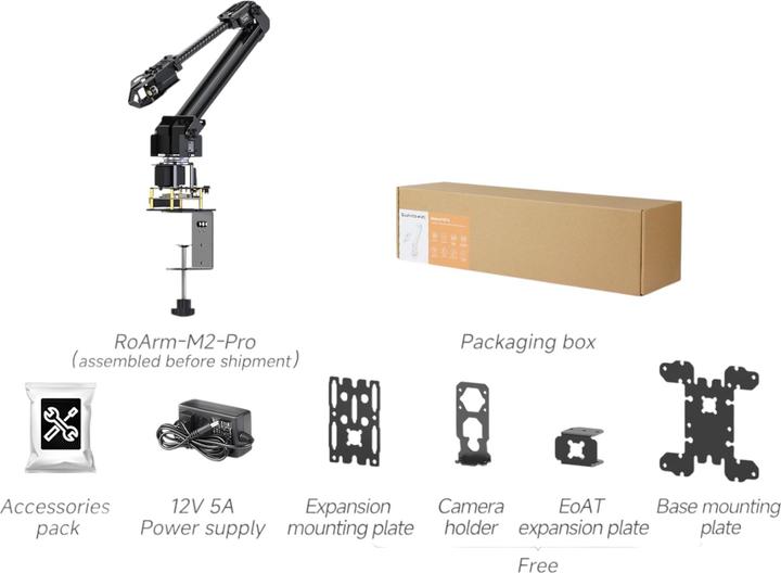 Immagine prodotto WaveShare ESP32 4-DOF Roboterarm-Kit RoArm-M2-Pro mit Hochdrehmoment Serial Bus Servos