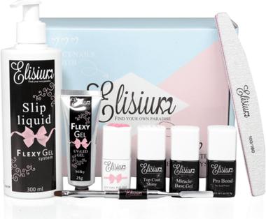 Actual product image Elisium SET Zestaw Maxi FlexyGel Pro Bond + Miracle Base Gel + Top Coat Shiny + FlexyGel Milk &