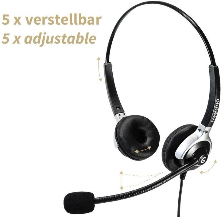 Actual product image Gequdio Headset 2-ear with 2.5mm jack compatible for Gigaset/Cisco-SPA/Panasonic (Cable)