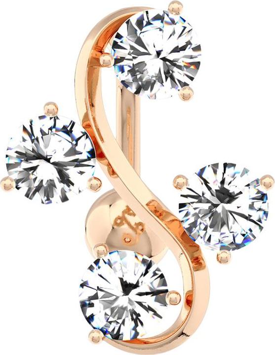 Immagine prodotto Star Piercing Banana in oro rosa con pallina a forma di vite con quattro cristalli d'argento (Acciaio chirurgico 316L, Ottone)