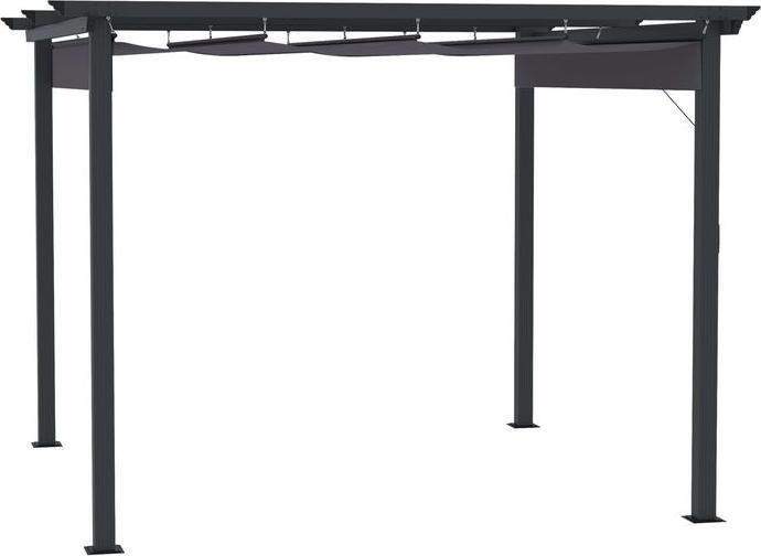 Produktbild Swisshandel24 Pergola 2,95x2,95 m Pavillon Terrassenüberdachung mit Schiebedach Aluminium Polyester Grau (295 cm, 295 cm)