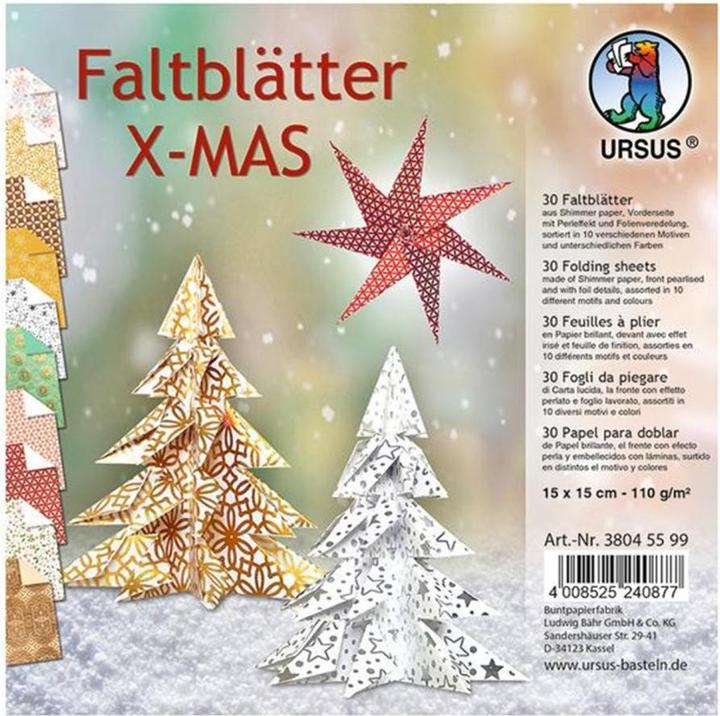 Actual product image Ursus Folding sheets X-Mas 15 x 15 cm, 110 g/m², 30 sheets, multicoloured (110 g/m², 30 x)