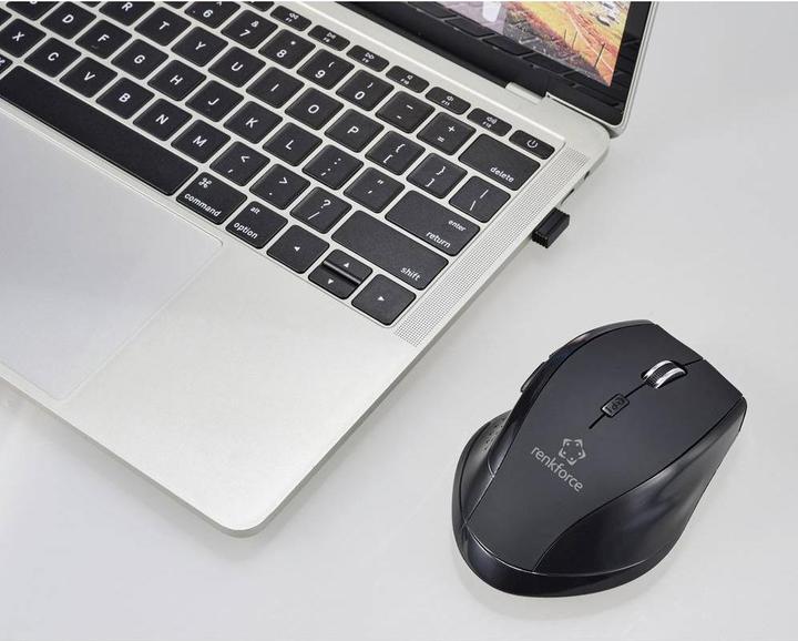 Actual product image Renkforce RF-WM-210 Mouse Wireless Optical Black 6 buttons 1600 dpi Ergonomic