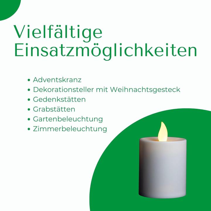 Produktbild Novaliv LED Kerze Outdoor weiss Grablichter LED mit Batterie Dauerkerze | LED Kerzen flackernde Flamme (1 x)