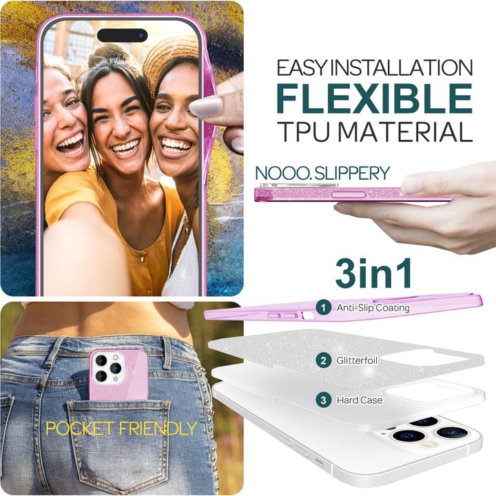 Actual product image Nalia Glitter cover (Apple iPhone 15 Pro)