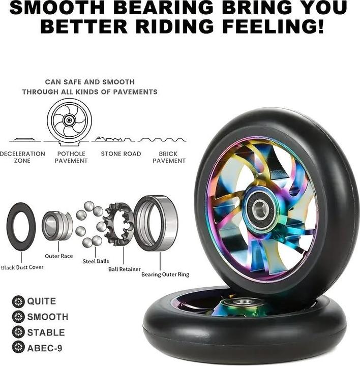 Image du produit Graw Jump Ramps 2 pièces Performance Scooter Roues 100mm, Metallic Colorful