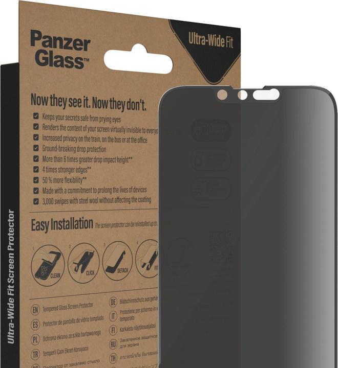 Image du produit PanzerGlass Protection d'écran Ultra Wide Fit Privacy iPhone 14 (1 pièce(s), Apple iPhone 13, Apple iPhone 13 Pro, Apple iPhone 14)