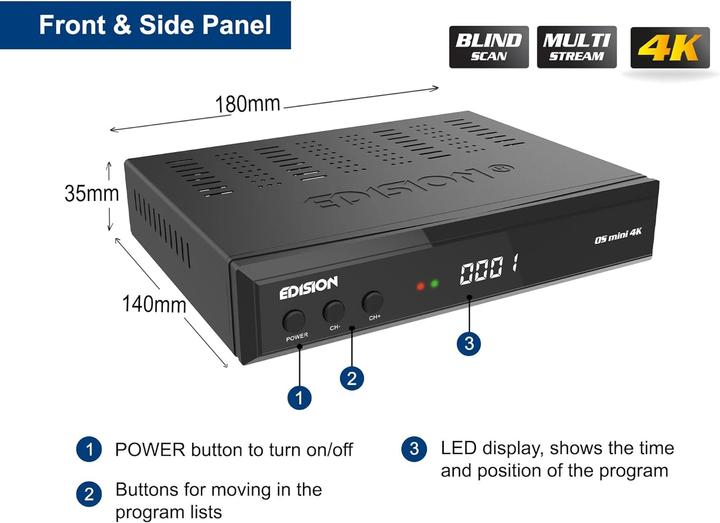 Actual product image Edision OS Mini 4K, 1X S2X (DVB-S2)