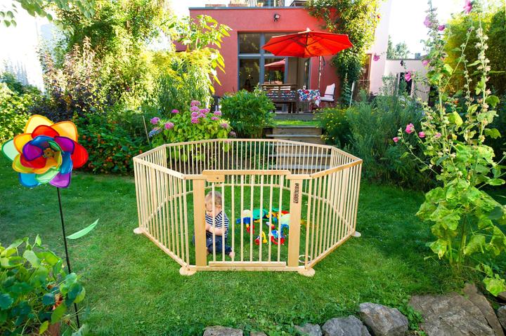 Image du produit Felibaby ONE4all 1+7 - Oktogon - Parc pour enfants géant / grille de configuration naturelle (bouleau laqué (225 cm)