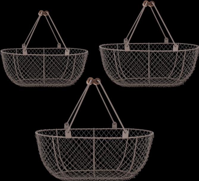 Immagine prodotto Esschert Design Set di cesti in filo metallico (3 x, 42 x 31 x 39 cm, 38 x 27 x 36 cm, 46 x 36 x 41 cm)