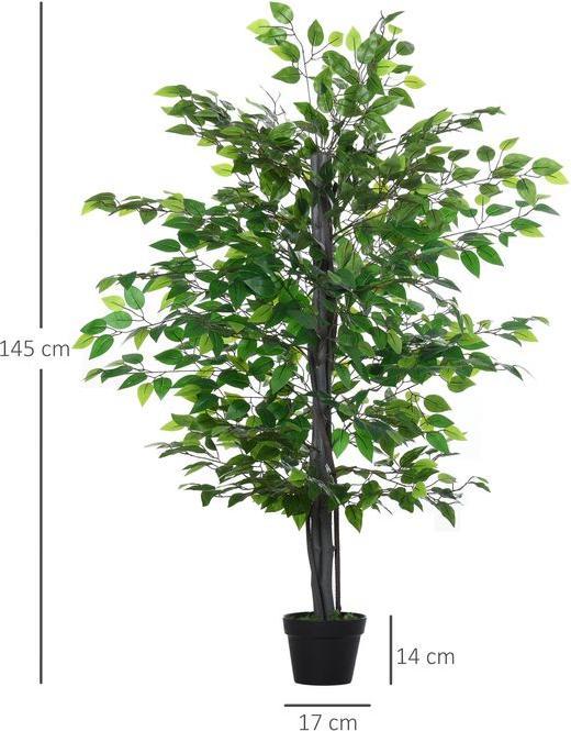 Immagine prodotto Swisshandel24 Albero artificiale di Banyan Decorazione Albero artificiale in legno massiccio Decorazione albero (145 cm)