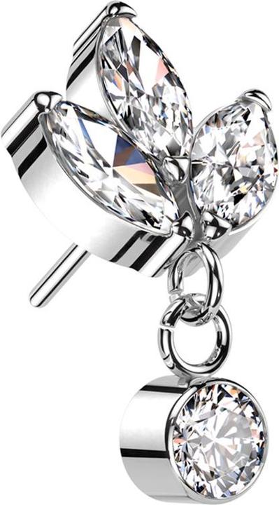 Immagine prodotto Star Piercing Argento senza fili tre cristalli ovali argento ciondolo cristallo argento (senza ottone, Titanio G23)
