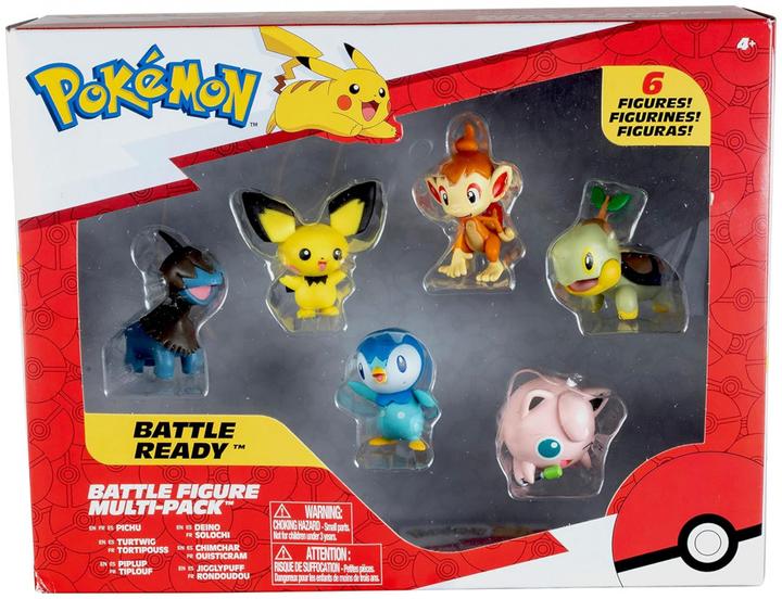 Produktbild Jazwares Pokemon Battle Figure Set Figure 6-Pack Pichu, Piplup, Chimchar, Turtwig, Deino & Jigglypu