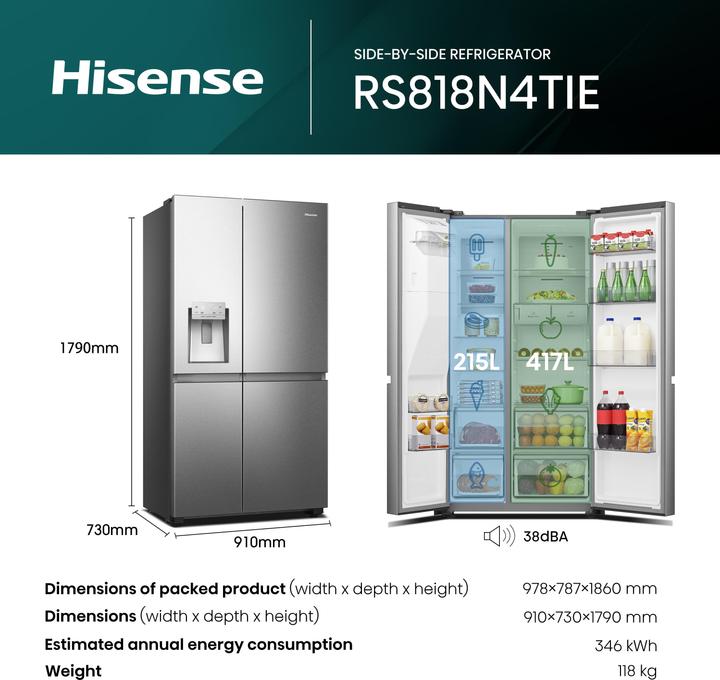 Immagine prodotto Hisense Hise Sideb RS818N4TIE E inox (632 l)