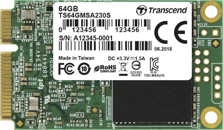 Image du produit Transcend TS64GMSA230S (64 Go, mSATA)