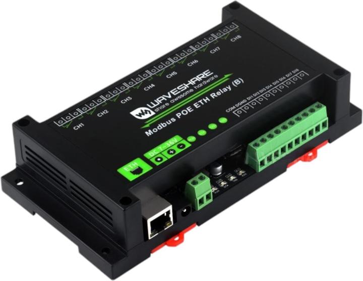 Image du produit WaveShare Relais 8 canaux (B) Module Ethernet PoE Protocole RTU/Modbus TCP