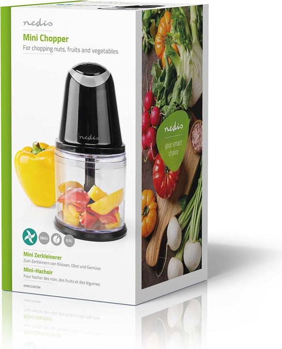 Actual product image Nedis KAMC200CBK Food Chopper 260 W 0.5 l Plastic 2 Speed Turbo Function (500 ml, 260 W)