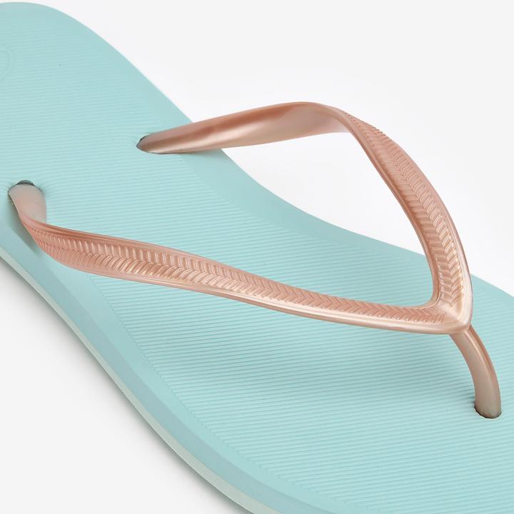 Actual product image Olaian Thong sandals ladies 500 gold blue (35)