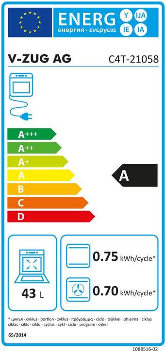 Energie-Label V-Zug 2105800004