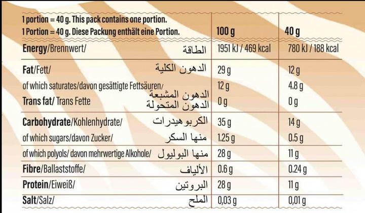 Valori nutrizionali e ingredienti Go Fitness Barretta Nutrition Ono 12 x 40 g, Caramello (Caramel, 12 pz., 480 g)