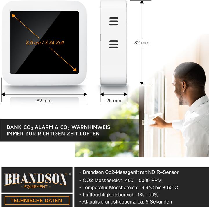 Actual product image Brandson CO2 meter