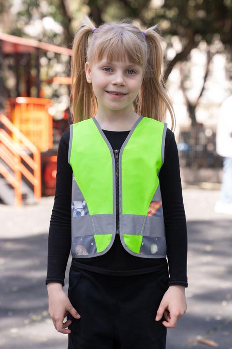 Immagine prodotto Korntex Gilet ad alta visibilità per bambini Action "Aerospace" - CO2 Neutro - Verde neon/UFO - XXS (XXS)