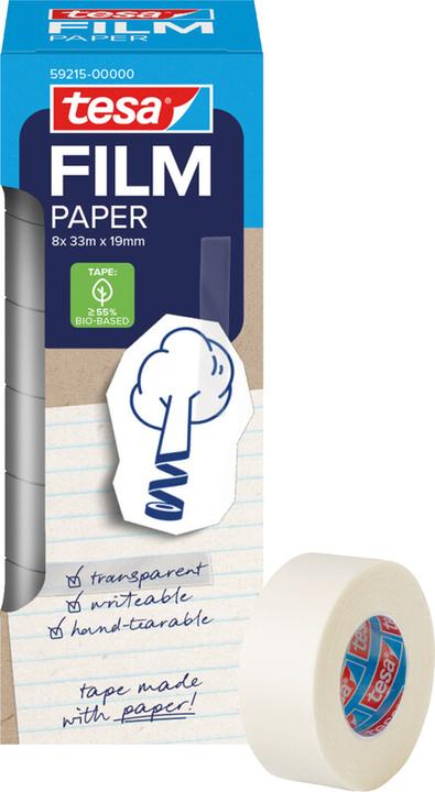Actual product image tesa tesafilm paper tape 33m 19mm 8 rolls tower (19 mm)