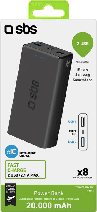 Actual product image SBS Fast Charge Powerbank (20000 mAh, 10 W, 74 Wh)