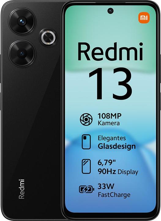 Actual product image Xiaomi Redmi 13 (256 GB, Midnight Black, 6.79", Hybrid Dual SIM, 108 Mpx, 4G)