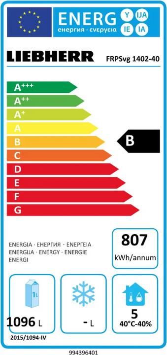 Energy Label Liebherr Commercial refrigeration unit (1360 l)