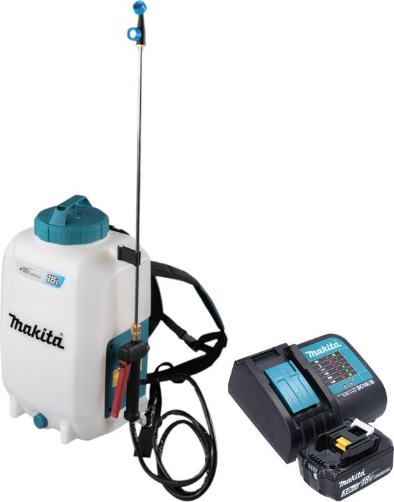 Actual product image Makita DUS 158 SF cordless pressure sprayer 18 V 15 l 5.0 bar + 1x rechargeable battery 3.0 Ah + charger (15 l)