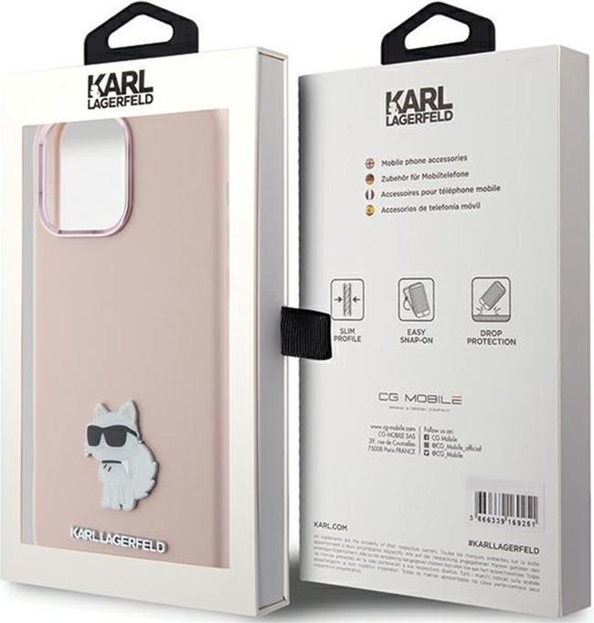 Immagine prodotto Karl Lagerfeld KLHCP15LSMHCNPP iPhone 15 Pro 6.1" różowy/rosa Silicone Choupette Metallo Pin (Apple iPhone 15 Pro)