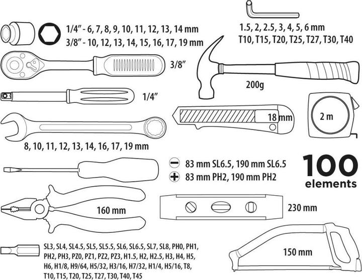 Produktbild TOP Werkzeugsatz 100-tlg. (100 Teile)