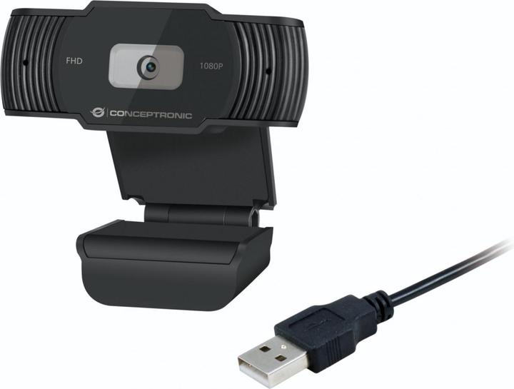 Produktbild Conceptronic Webcam AMDIS 1080P Webcam+Microphone sw (2 Mpx)
