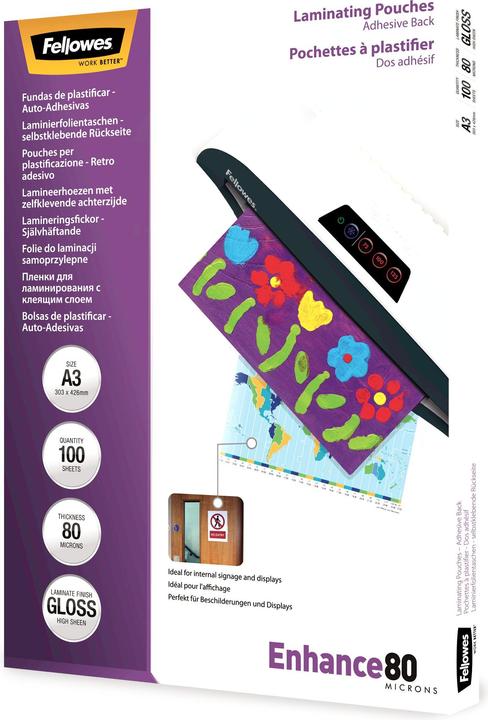 Fellowes Laminating foil A3 80 mic self-adhesive - 100 pieces (A3, 100 Piece, 160 µm)