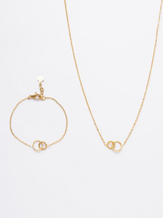 Actual product image Tara Style Two Circles Twisted Set (waterproof) (18k gold-plated stainless steel, 100% waterproof)