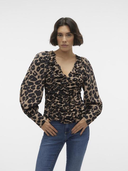 Image du produit Vero Moda Vmiris L/S Vneck Gathering Top Wvn Pop1 Top (XS)